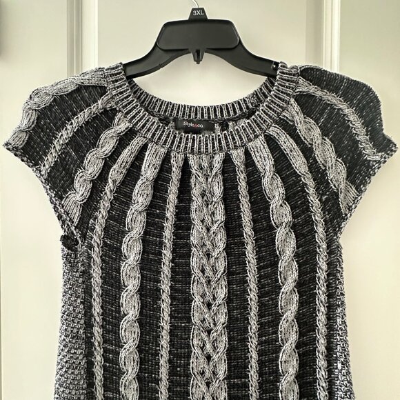 Style & Co Womens Gray & Black Cable Knit Sweater Dress M - Picture 6 of 13